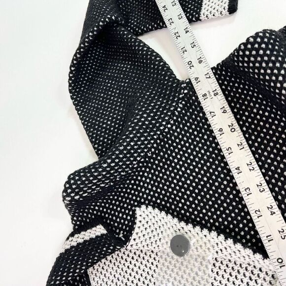 Cocogio Sweater Womens Large Black White Wool Blend Knit Crochet Cardigan new - Picture 4 of 10